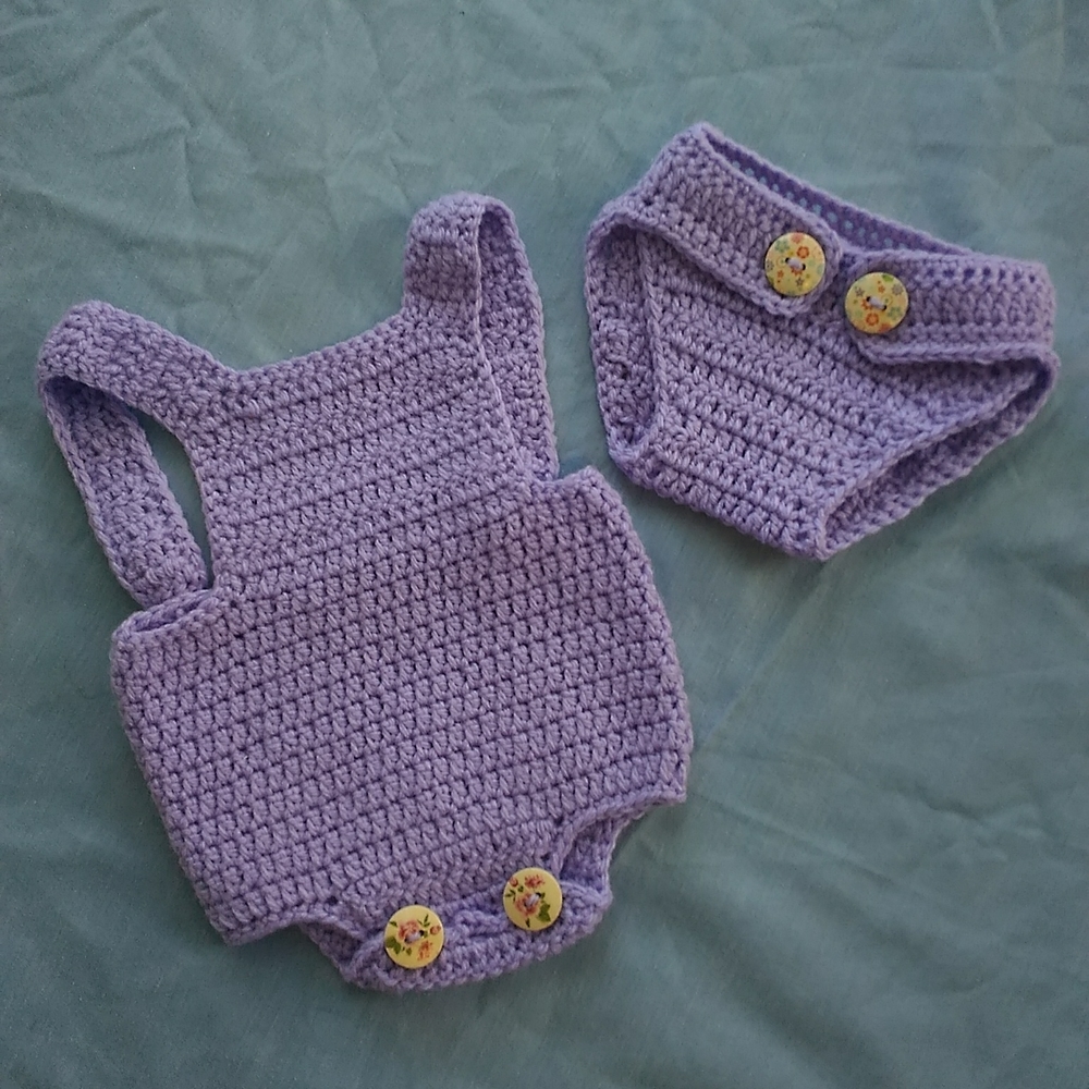 Crocheted Onesie and Diaper Cover